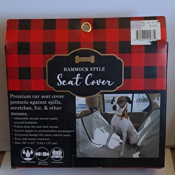 WOOF hammock style pet seat cover NEW IN Box BLACK Universal Fit - Picture 8 of 10